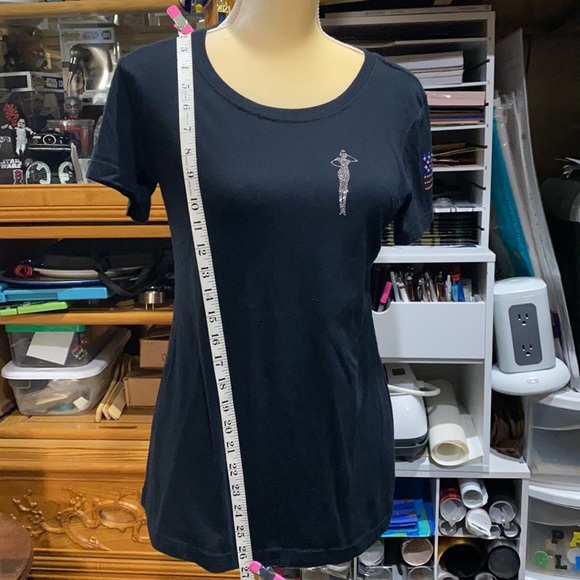 SUPER Cute Bling Patriotic Women’s T-shirt , Salute, American flag, 2 stripes​ - Picture 5 of 7